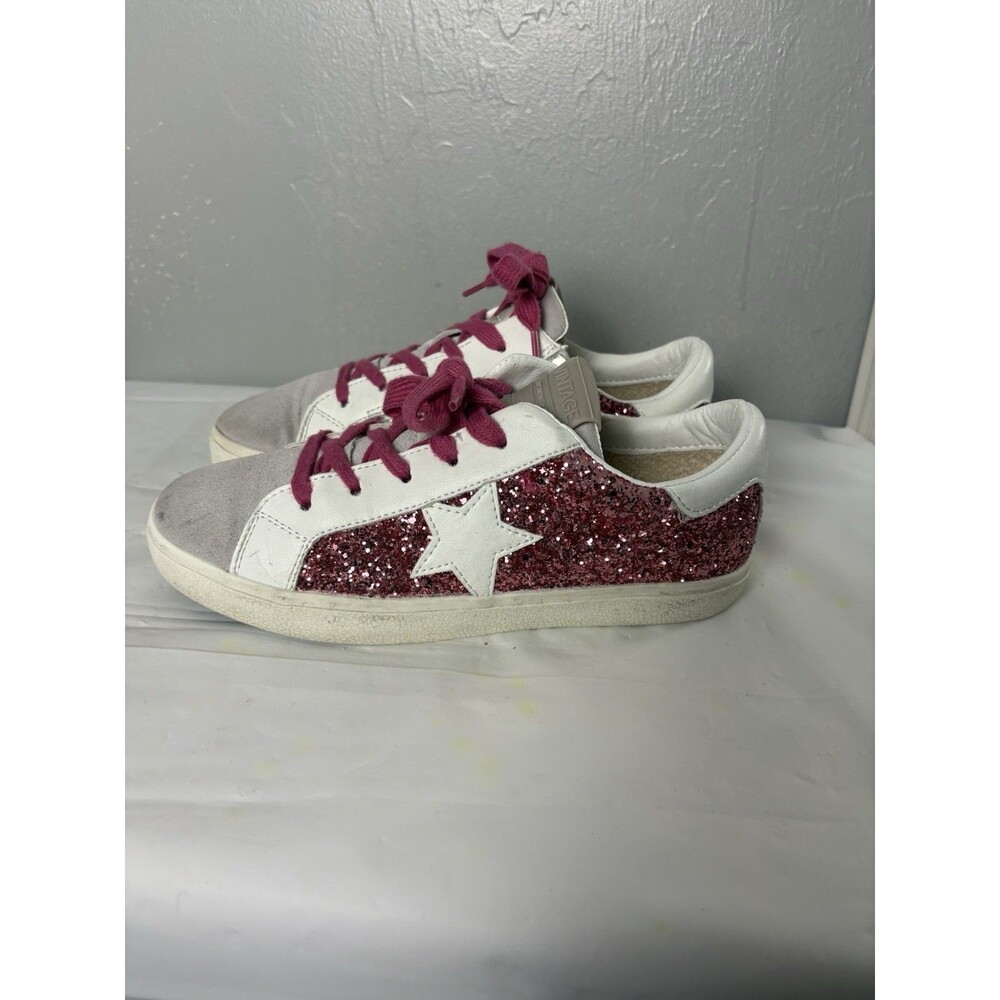 Vintage Havana Pink  Glitter White Star Pink Laces Sneakers Girls Sz 6 CUTE - Picture 3 of 9